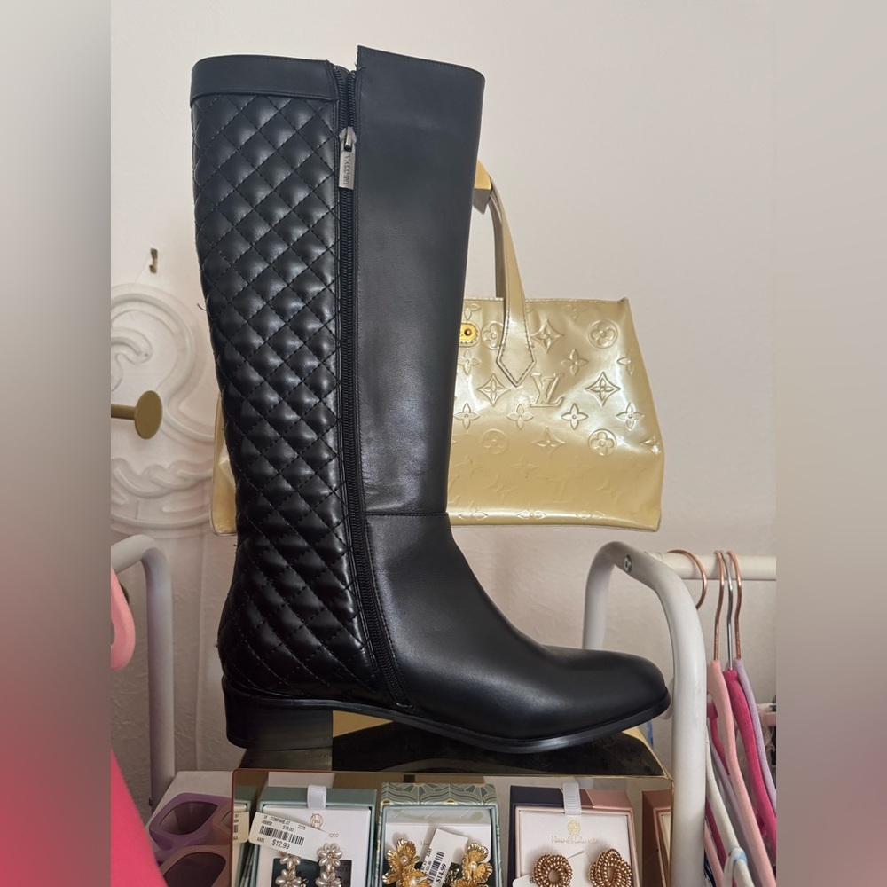 NWOT Black Quilted Over-the-Knee Women's Boot with Side Zip